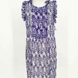 Isabel Marant Etoile Women's Blue/White Sleeveless Sheer Abstract Size S Dress - Article Consignment