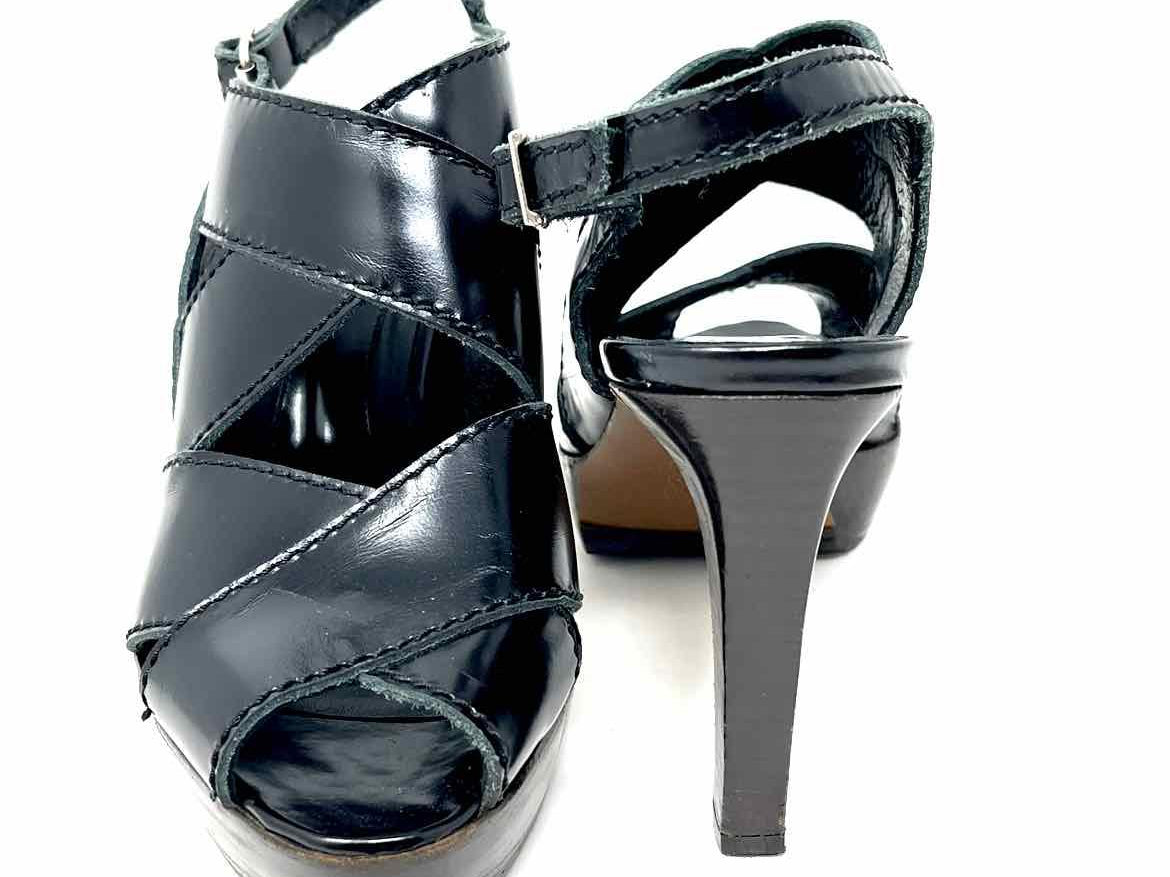 MARNI Women's Black Slingback Patent Leather Strappy Platform Sandals - Article Consignment