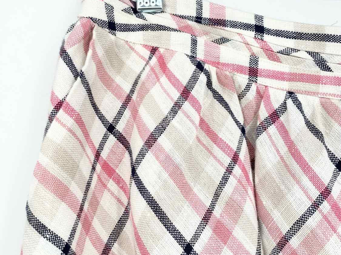 Joie Women's Cream/pink mini Linen Plaid Size M Skirt - Article Consignment