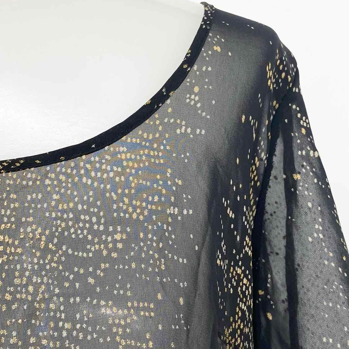 Patterson J. Kincaid Women's Black/Gold Scoop Neck Metallic Short Sleeve Top - Article Consignment