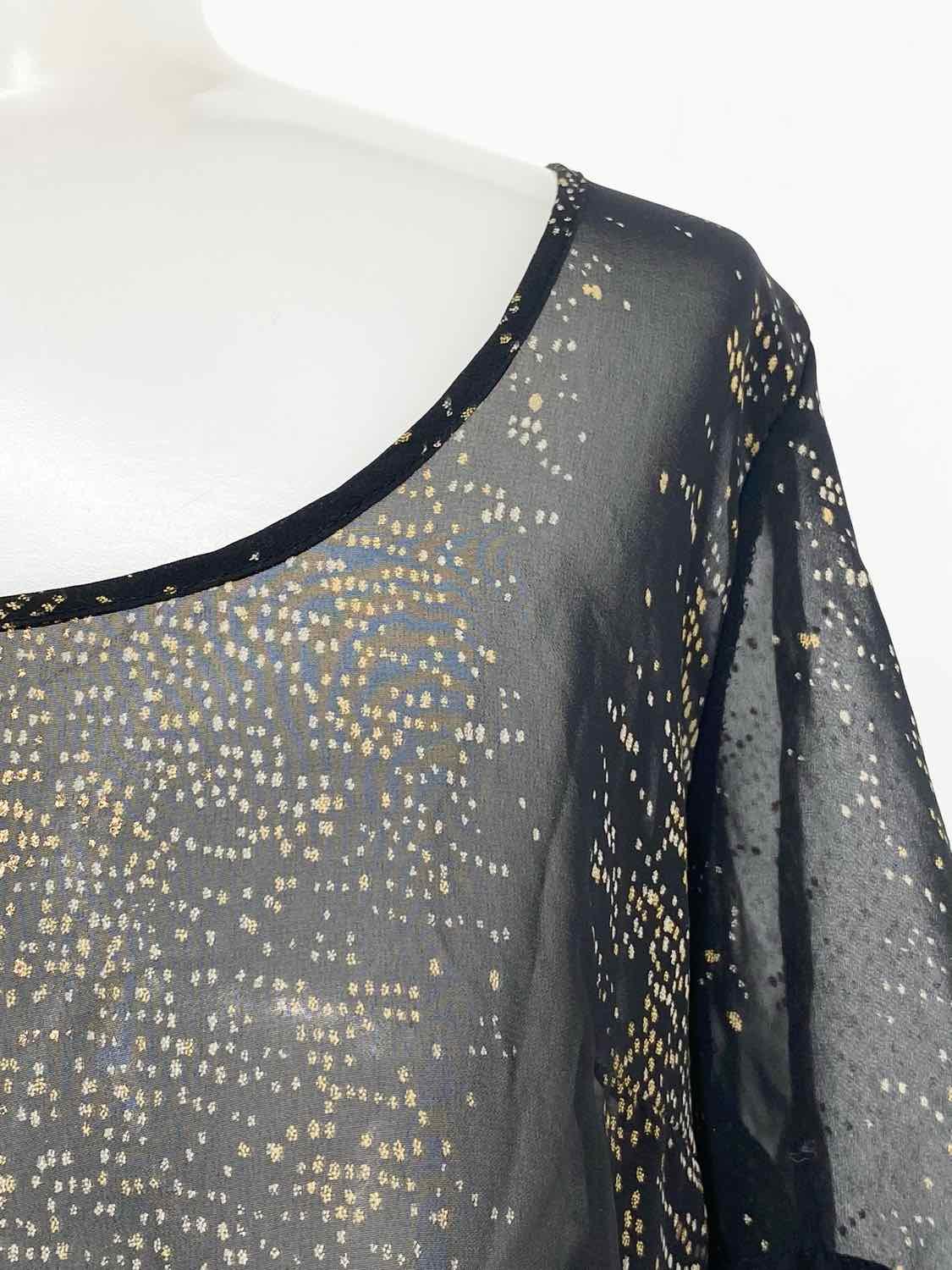 Patterson J. Kincaid Women's Black/Gold Scoop Neck Metallic Short Sleeve Top - Article Consignment