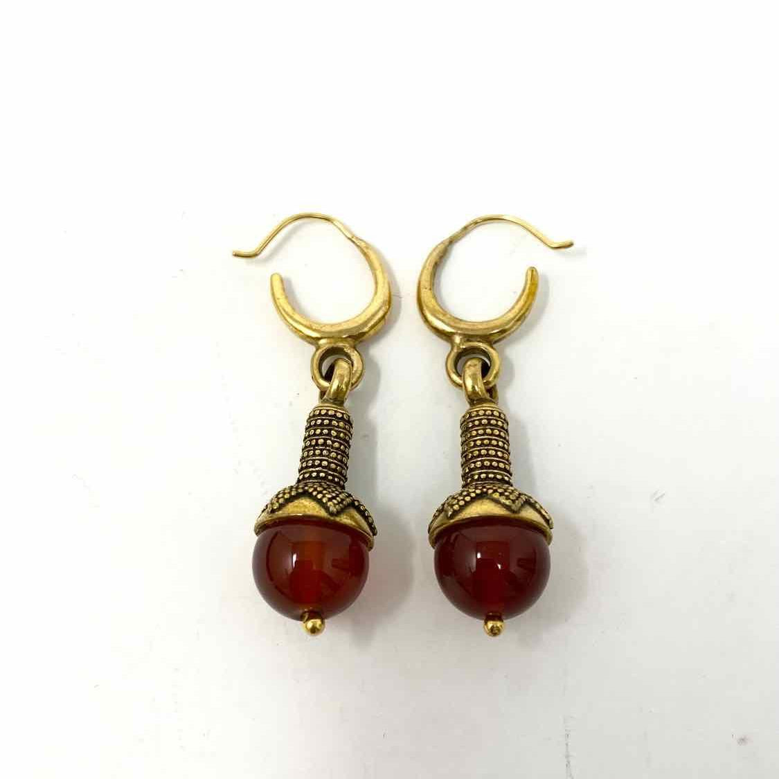 Brass Drop Carnelian Earrings - Article Consignment
