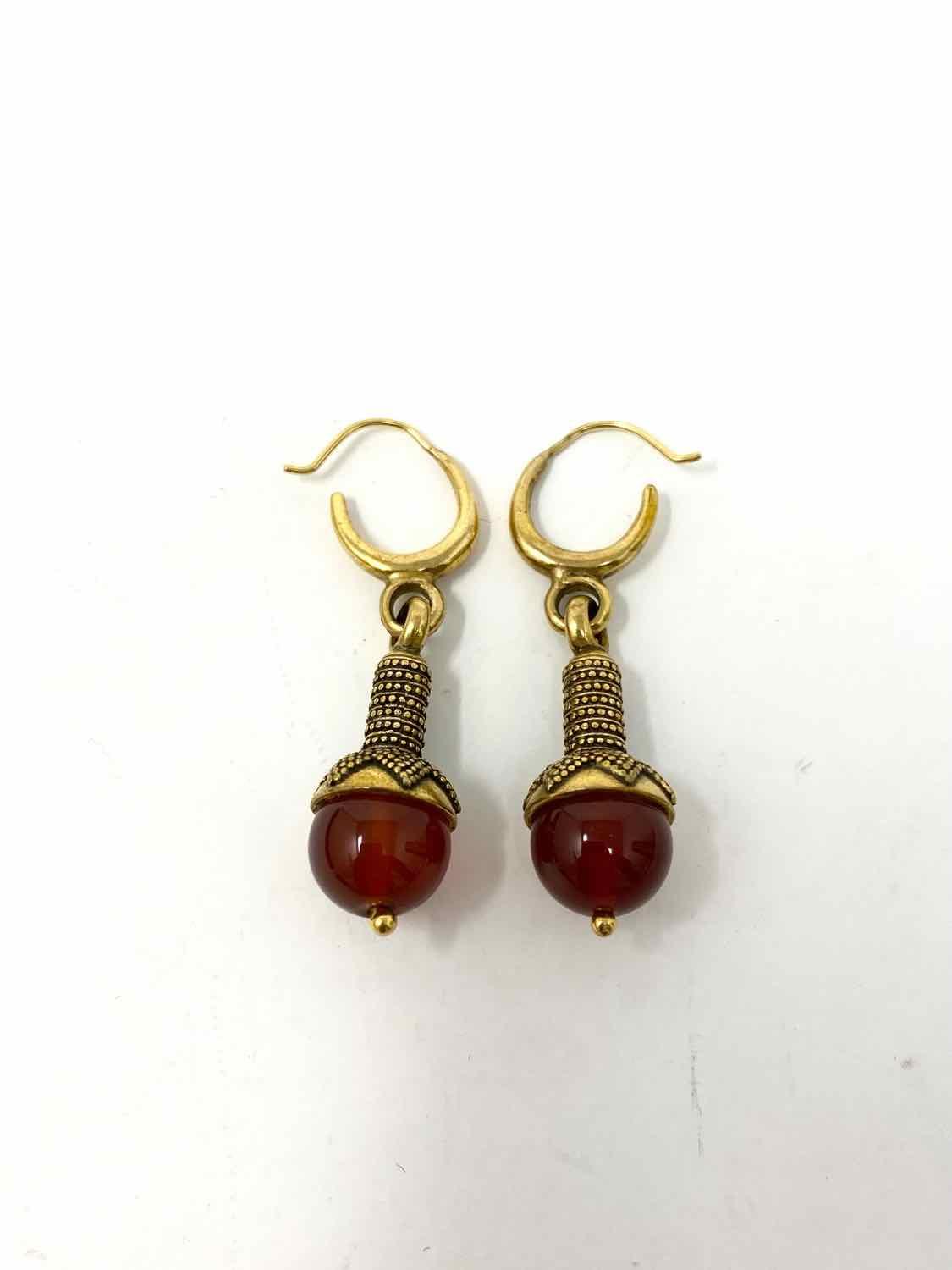 Brass Drop Carnelian Earrings - Article Consignment