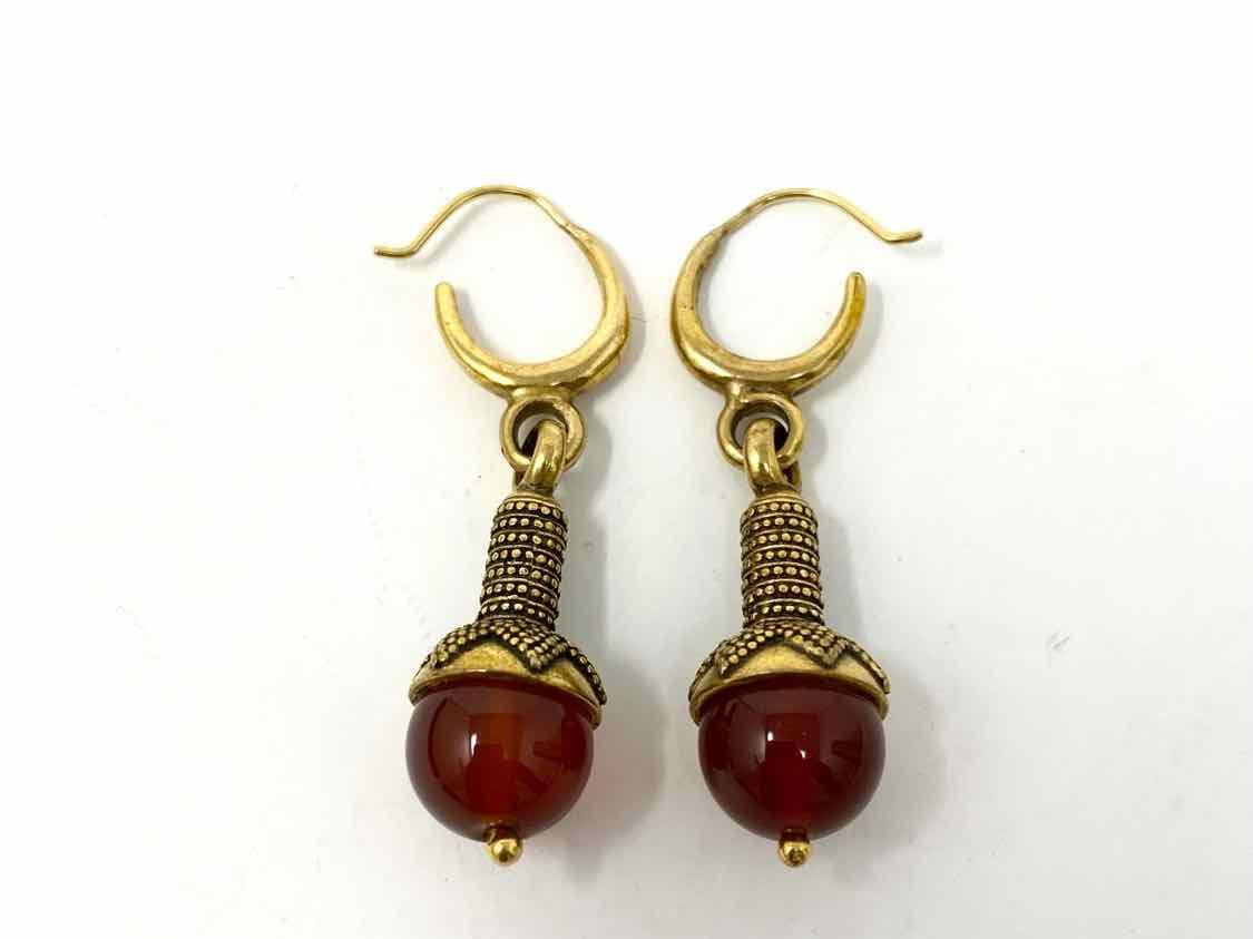 Brass Drop Carnelian Earrings - Article Consignment