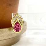 Metal Teardrop Gold/Pink Crystal Earrings - Article Consignment