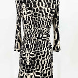Diane Von Furs Black/Ivory Geometric Size 2 Dress - Article Consignment