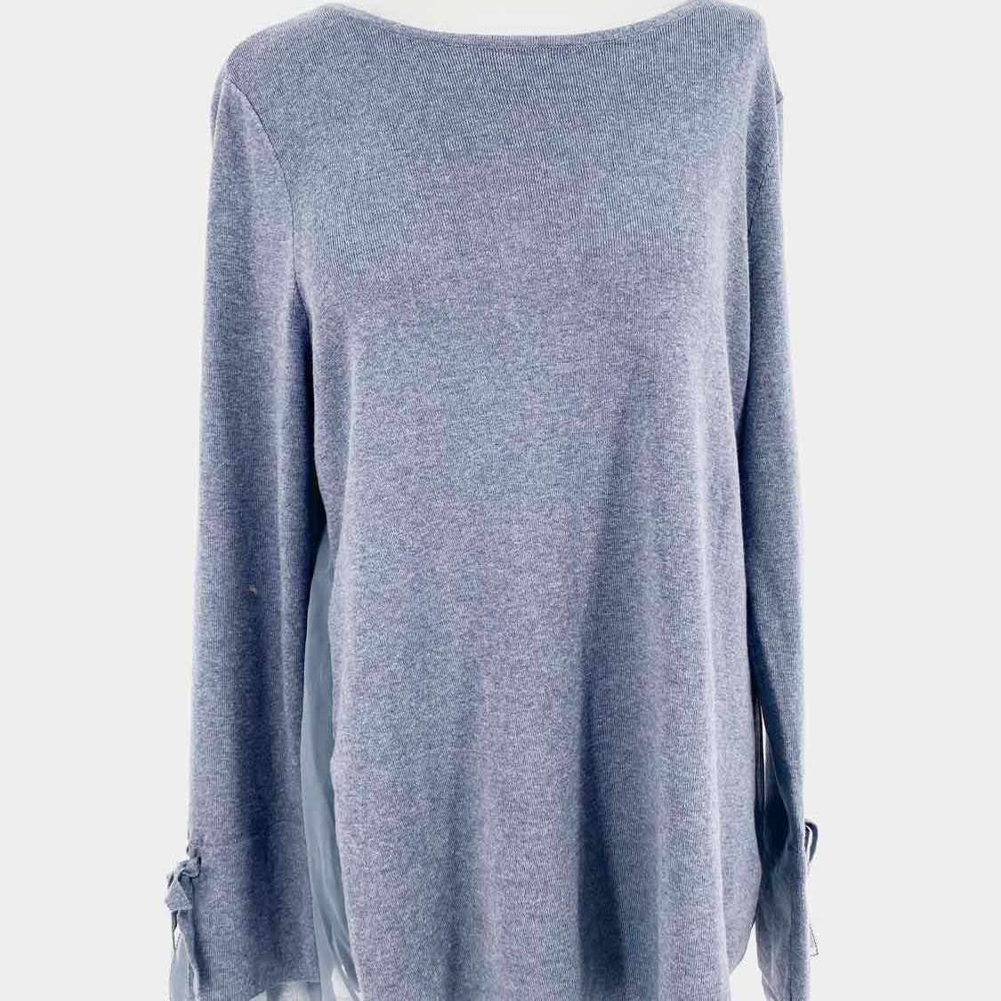 Nic + Zoe Size L Steel Blue Long Sleeve - Article Consignment