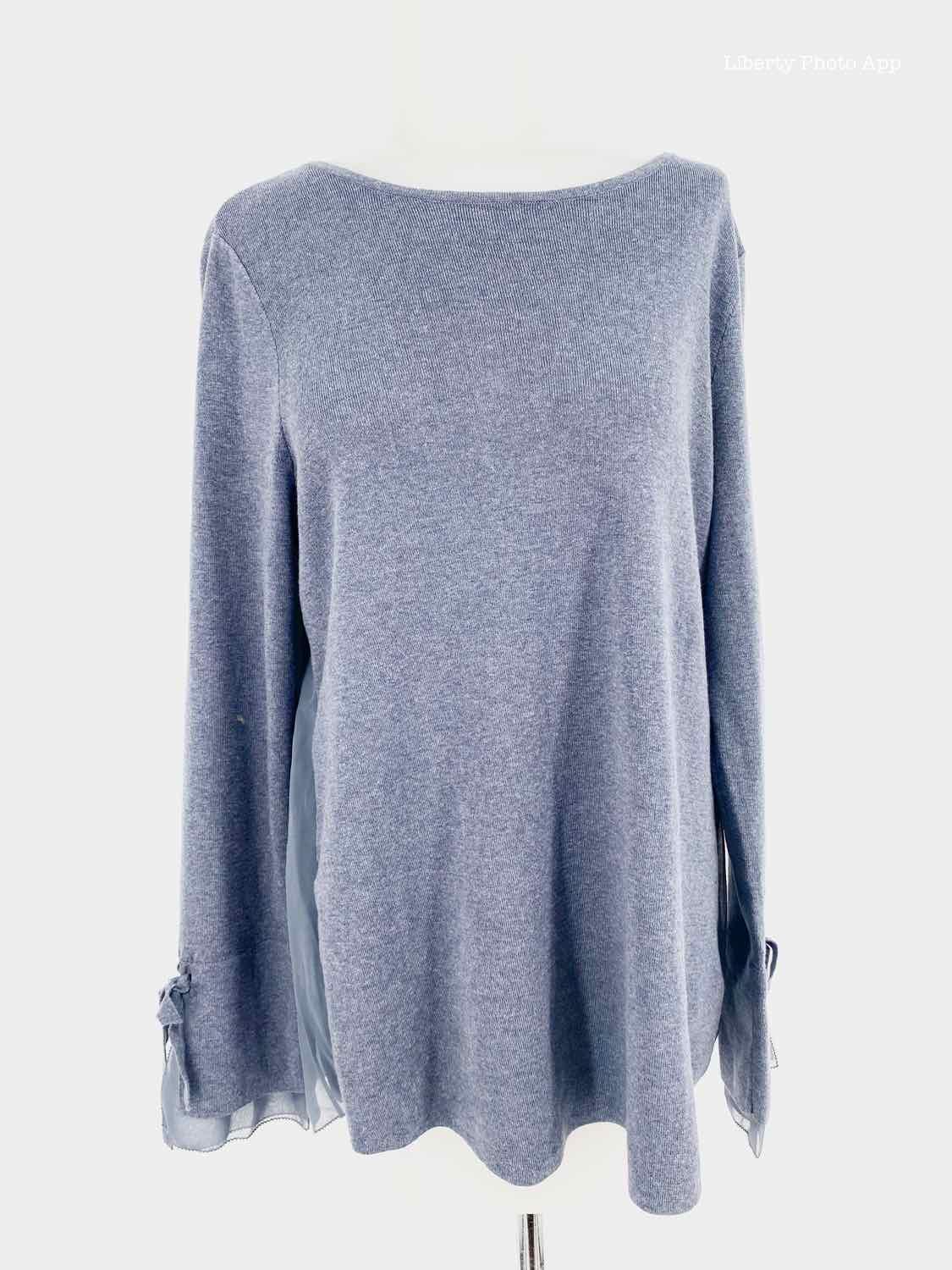 Nic + Zoe Size L Steel Blue Long Sleeve - Article Consignment