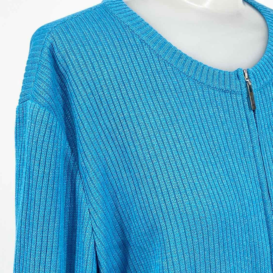 ST. JOHN Size XL Aqua Knit Cardigan - Article Consignment