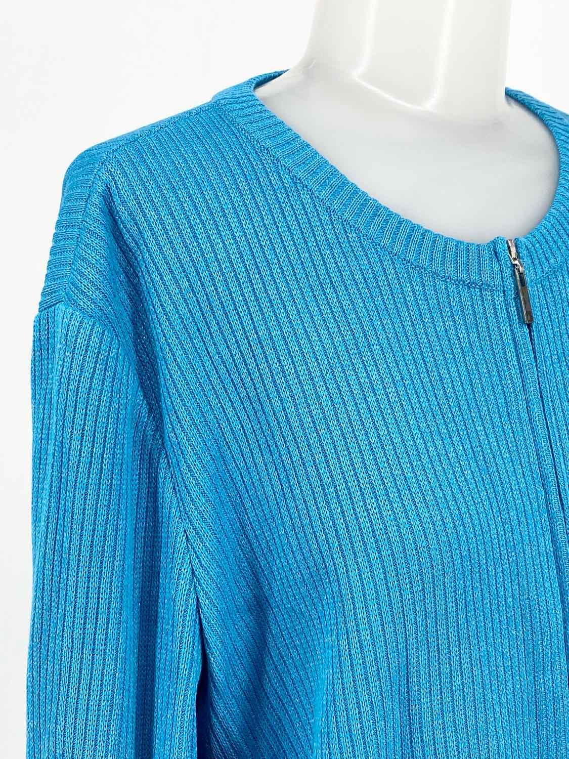 ST. JOHN Size XL Aqua Knit Cardigan - Article Consignment