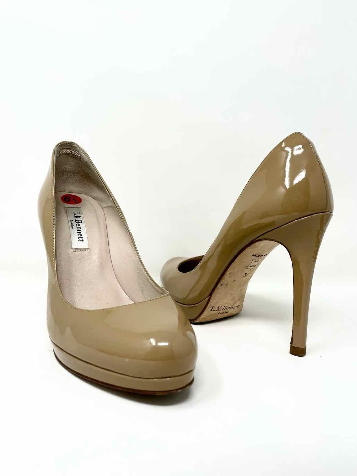 L.K.Bennett London Women's Nude Platform Patent Leather Stiletto Pumps - Article Consignment