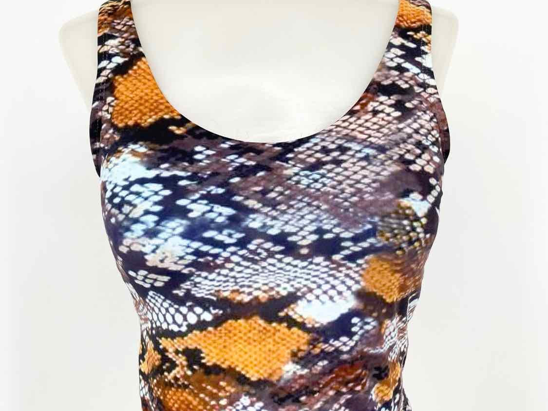 Oalka Women's Purple/Orange Snake Print Size S Sports Bra
