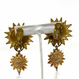 Kate Hines Brass Dangle Sunflower Clip-ons - Article Consignment