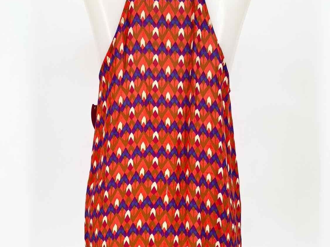Lucky Brand Women's Red/White/Blue V-Neck Geometric 70's Size S Sleeveless - Article Consignment