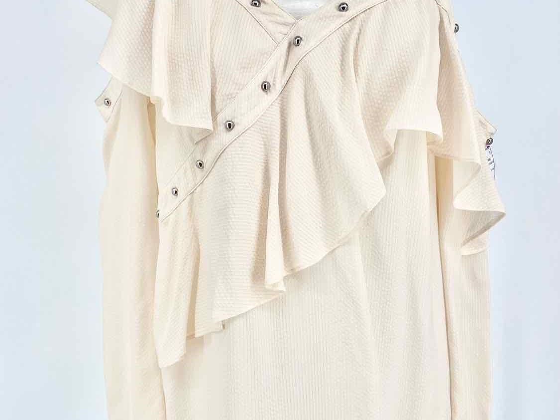 VERONICA BEARD Size 2 Peach cold shoulder Ruffled Long Sleeve - Article Consignment