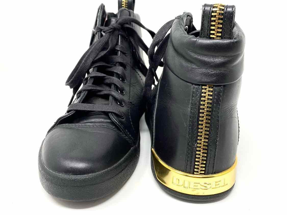 Diesel Men's Black/Gold Lace-up Shoe Size 8 Sneakers - Article Consignment