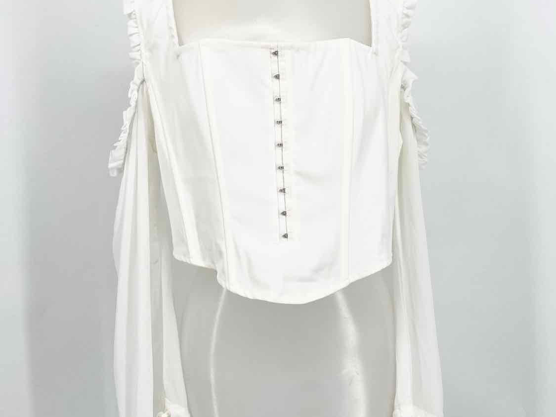 Fashion Nova Women's Ivory corset Ruffled Size XL Long Sleeve - Article Consignment