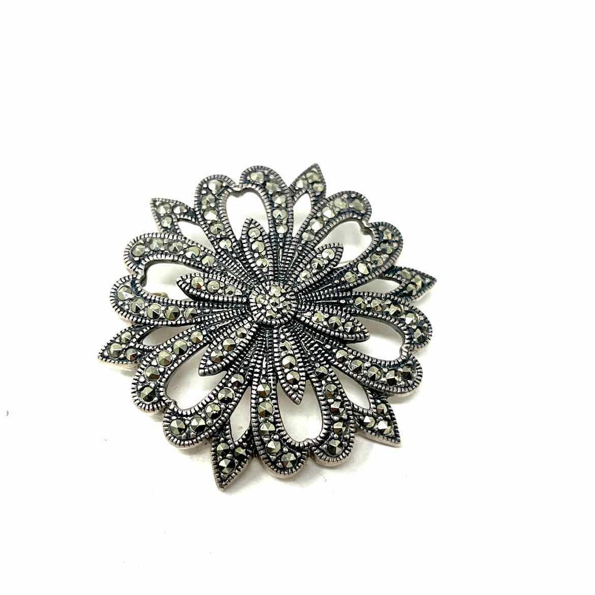 Judith Jack .925 Marcasite Silver Flower Brooch - Article Consignment