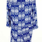 Felicite Size S Blue/White 3/4 Sleeve Rayon Blend Ikat Romper - Article Consignment
