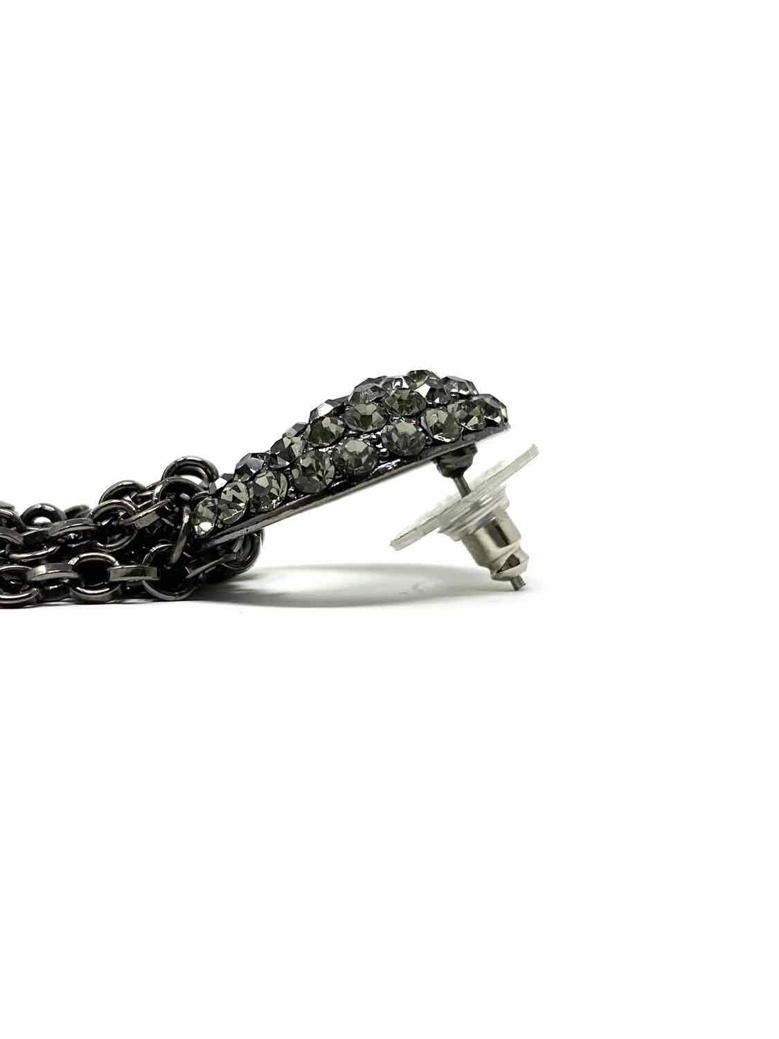 Black Tassel Chain Crystal Earrings - Article Consignment