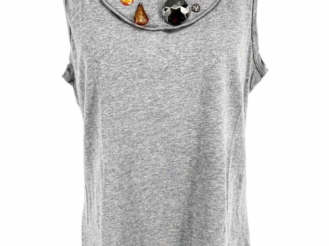 DOLCE & GABBANA Size L Gray Tank Cotton Embellished Sleeveless - Article Consignment