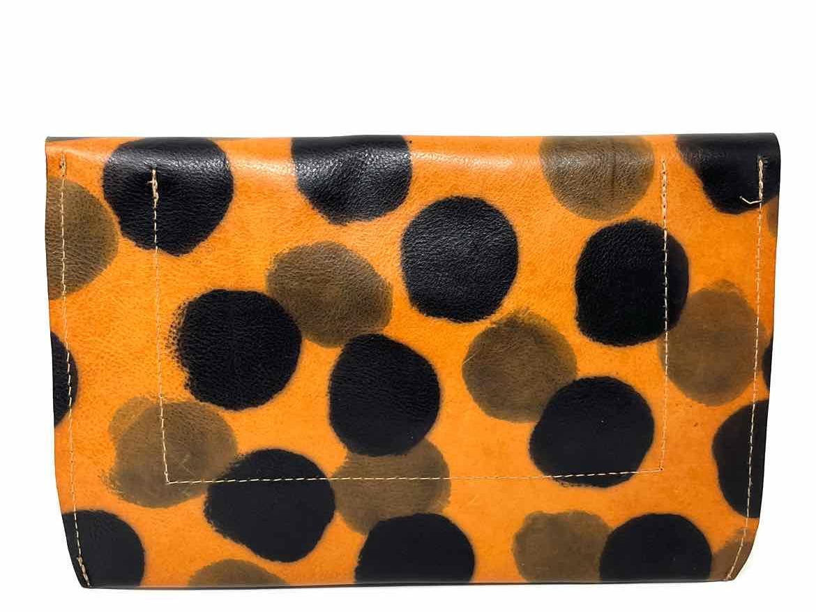 Orange/Black Envelope Spotted Leather Clutch - Article Consignment