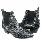 Saint Laurent Shoe Size 36.5/6.5 Black/Silver Chelsea Snake Suede Bootie - Article Consignment