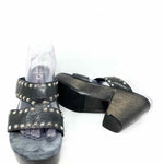 Calleen Cordero Women's Navy Slide Leather Studded Platform Size 9 Sandals - Article Consignment