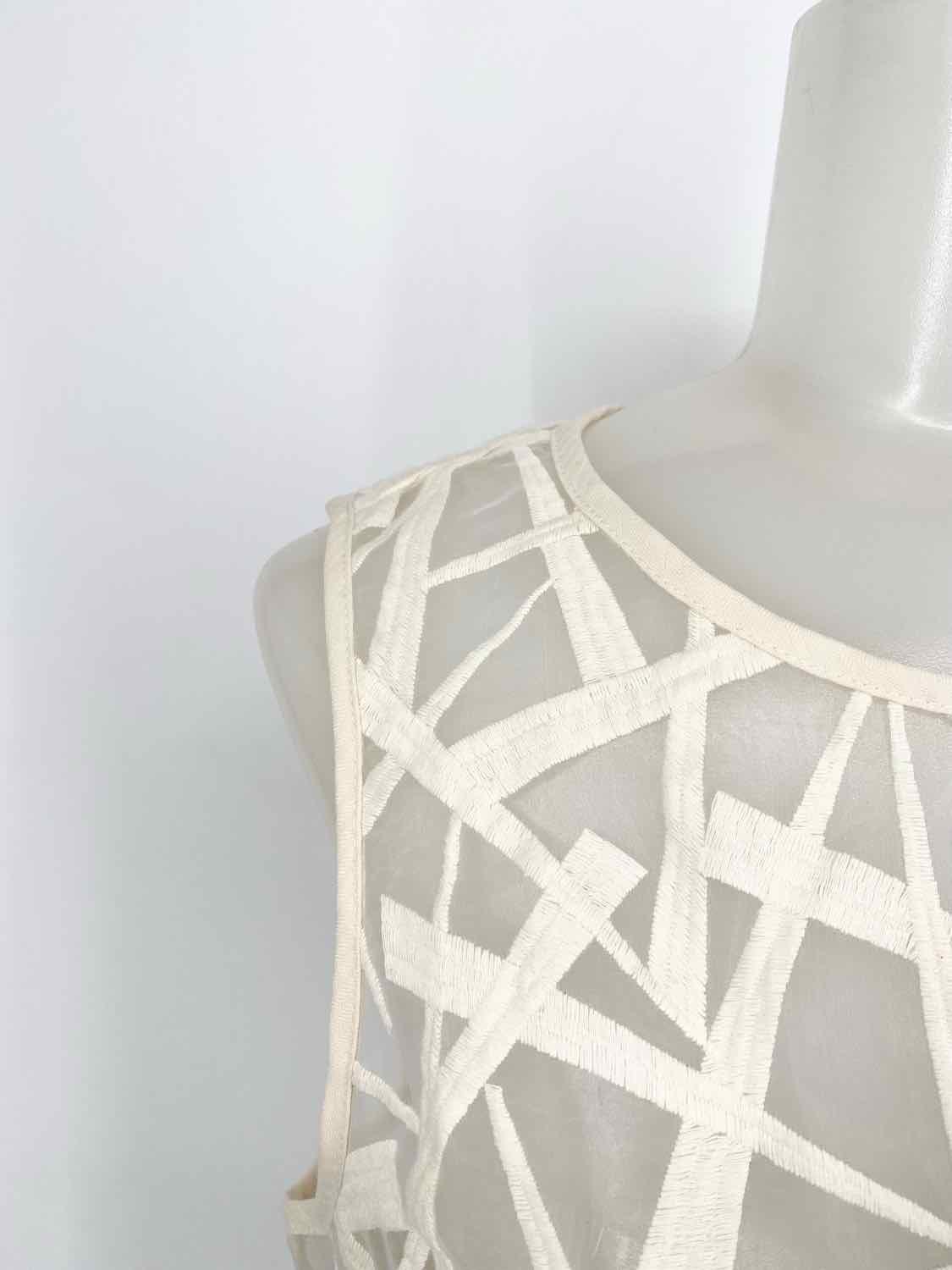 W118byWalterBaker Women's Bridget Cream Fit & Flare Tulle Abstract Size S Dress - Article Consignment