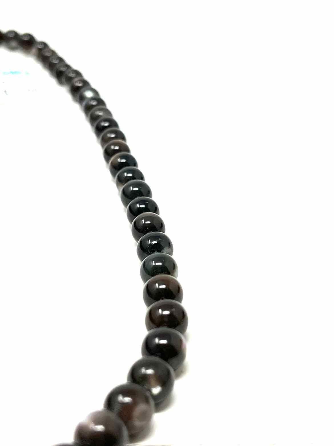.925 Black Beaded Moon Stone Necklace - Article Consignment