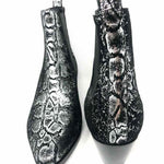 Saint Laurent Shoe Size 36.5/6.5 Black/Silver Chelsea Snake Suede Bootie - Article Consignment