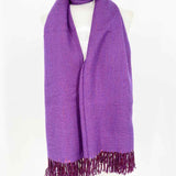 Loro Piana Cashmere Blend Purple/Burg Fringed 70 in Scarf - Article Consignment