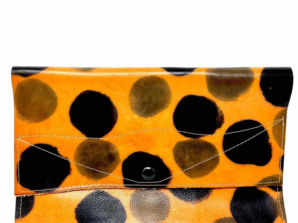 Orange/Black Envelope Spotted Leather Clutch - Article Consignment