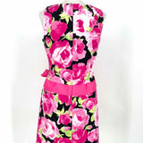 Talbots Women's Pink/Black sheath Floral midi Size 4P Dress - Article Consignment