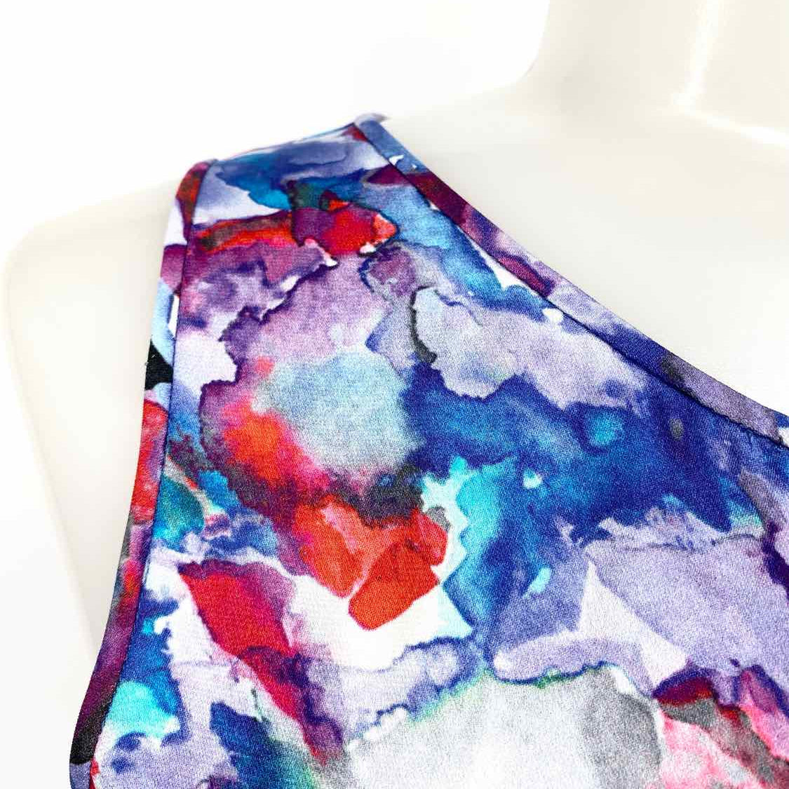Theory Women's Red/White/Blue Zip Silk Bleached Size 2 Dress