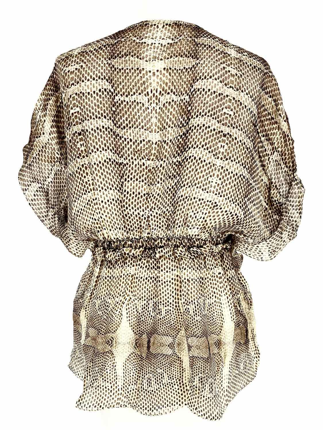 Roberto Cavalli Size 6 Brown/Tan V-Neck Silk Snake Print Sleeveless - Article Consignment