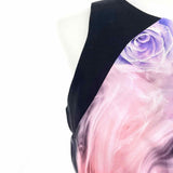 Amanda Uprichard Women's Black/Purple Sleeveless Silk Roses Size S Dress - Article Consignment