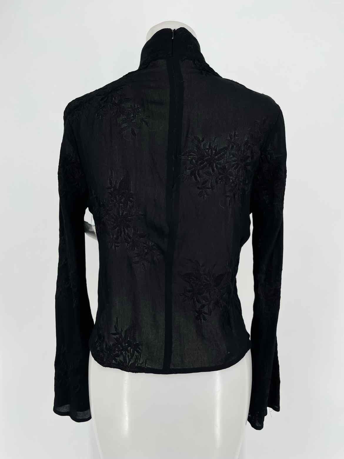 Flynn Skye Women's Black Cut-Out Embroidered Crop Size XS Long Sleeve - Article Consignment