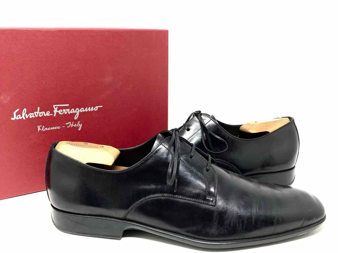 Salvatore Ferragamo Men's Black Lace-up Italy Shoe Size 10 Dress Shoes - Article Consignment