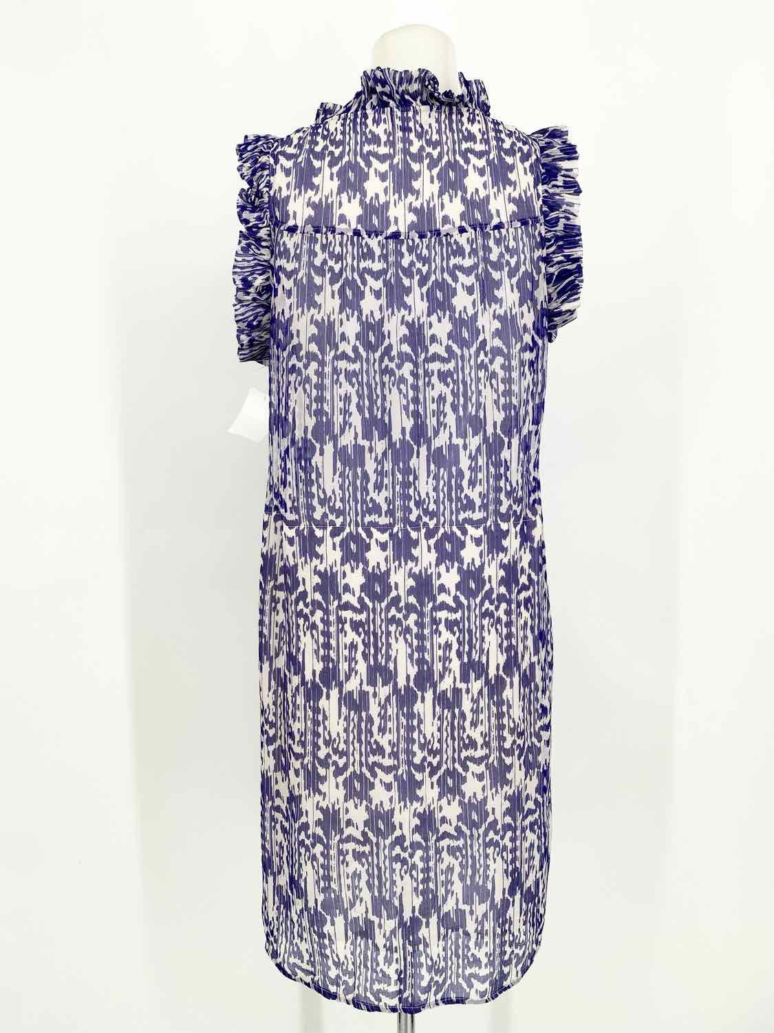 Isabel Marant Etoile Women's Blue/White Sleeveless Sheer Abstract Size S Dress - Article Consignment