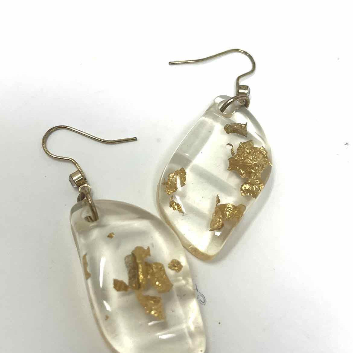 Acrylic Clear/Gold Dangle Earrings - Article Consignment