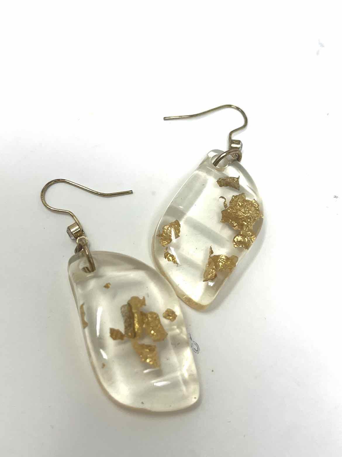 Acrylic Clear/Gold Dangle Earrings - Article Consignment
