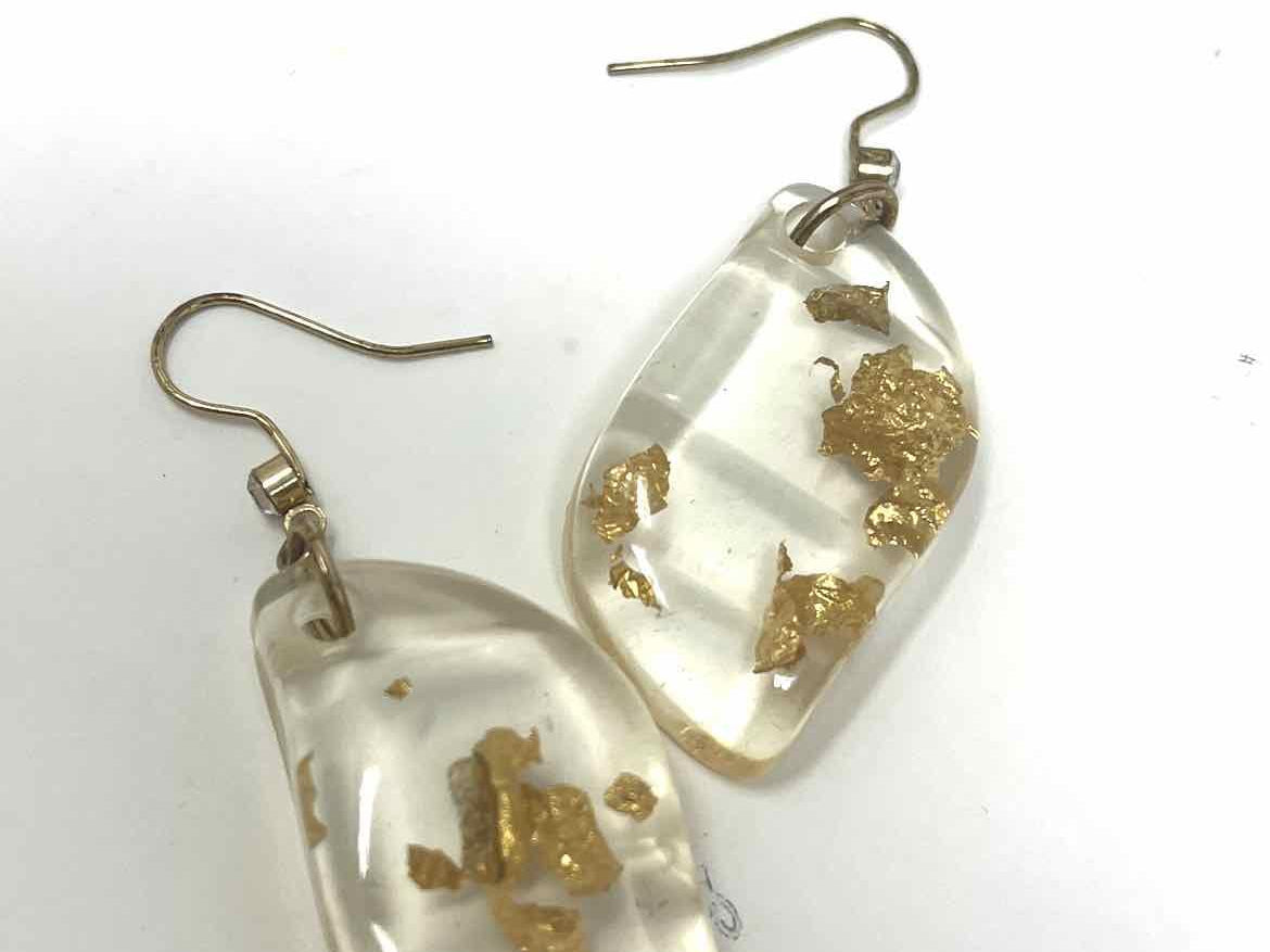 Acrylic Clear/Gold Dangle Earrings - Article Consignment