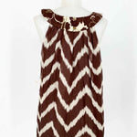 Milly of New York Women's brown/White Tank Silk Chevron Size 8 Sleeveless - Article Consignment
