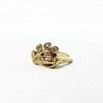 Gold Tone Fashion Leaves Cubic Zirconia Alloy Ring - Article Consignment