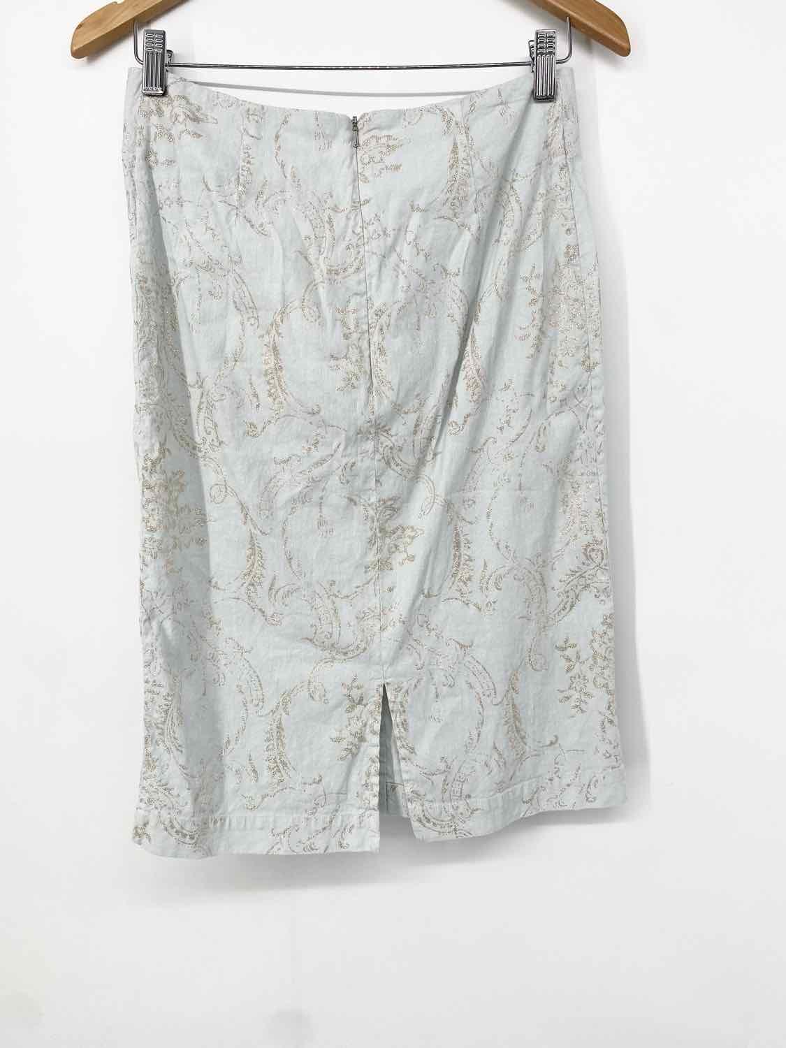 120% Lino Women's Pale Blue Blazer Linen Blend Glitter Italy Skirt Suit - Article Consignment