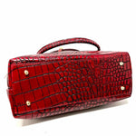VERA PELLE Red Croc Embossed Leather Tote - Article Consignment