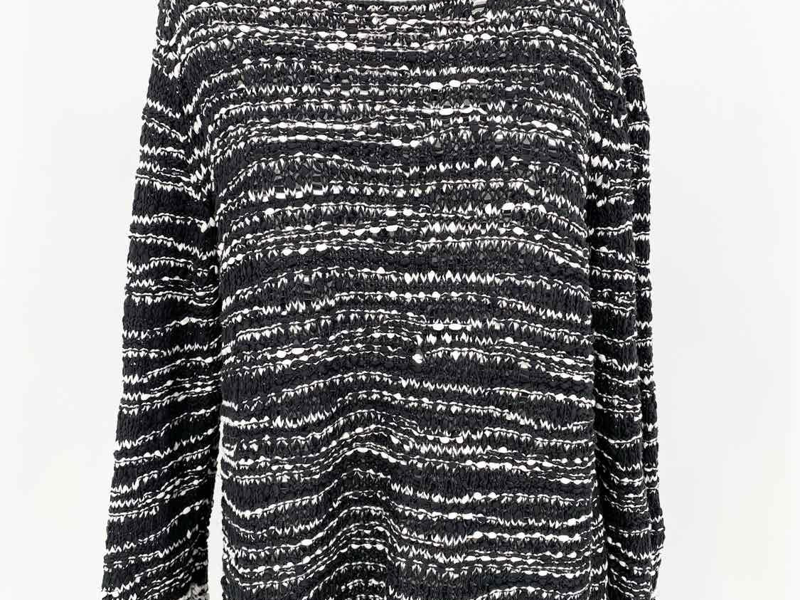 Eileen Fisher Women's black/white Pullover Cotton Stripe Lagenlook Sweater - Article Consignment