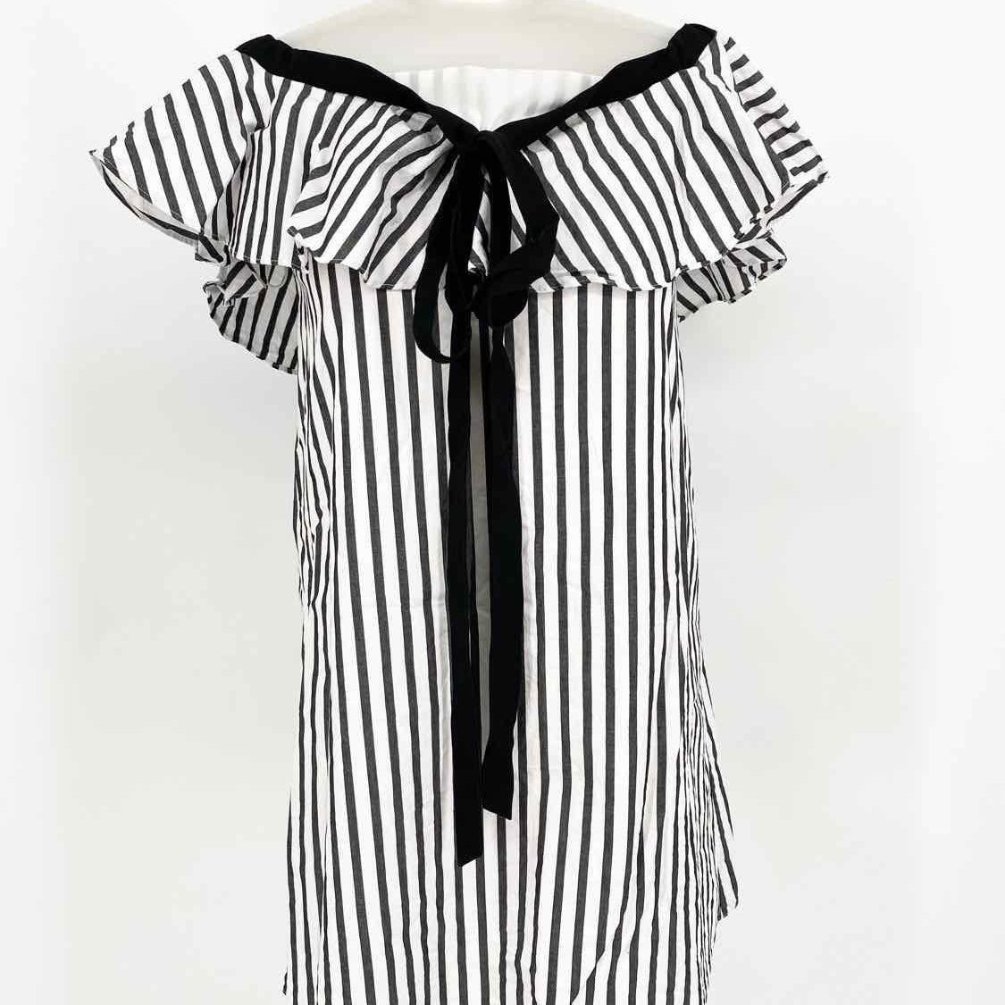alice+olivia Women's black/white Off The Shoulder Stripe Size XS Dress
