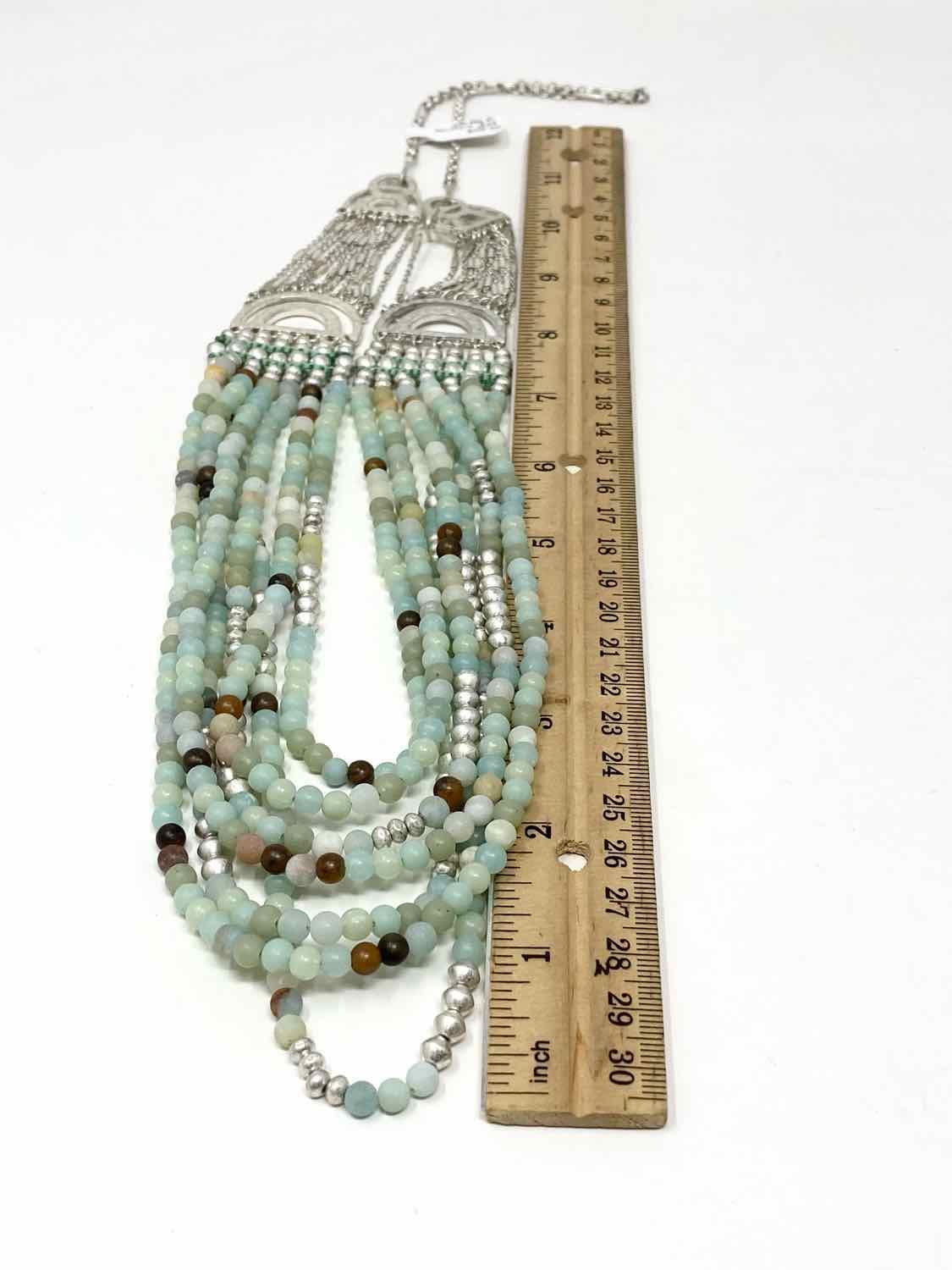 stella & dot Aqua/Silver Multi-strand Beaded Amazonite Necklace - Article Consignment